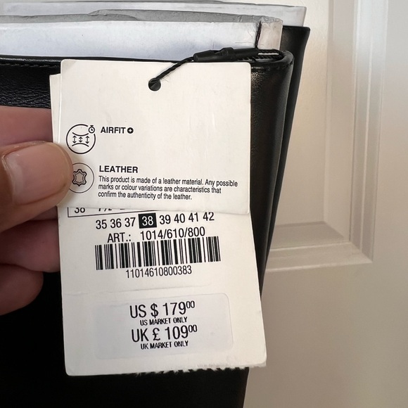 Zara Women's Black Leather Block Heel Pointed Toe High Boots US 7.5 Sz 38 $179 - Picture 8 of 13